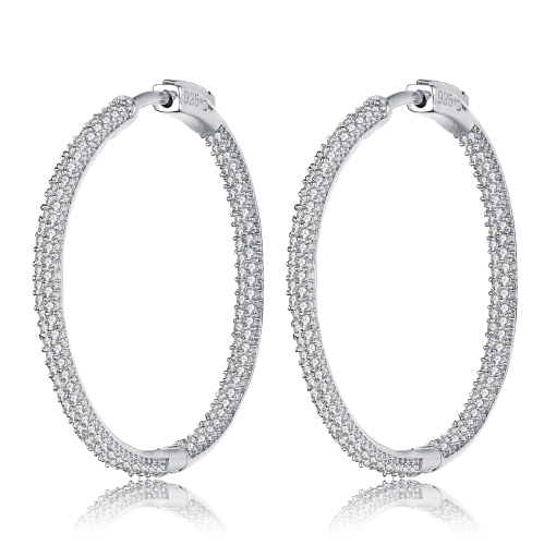 Rozzato Sterling Silver Cubic Zirconia Hoop Earrings