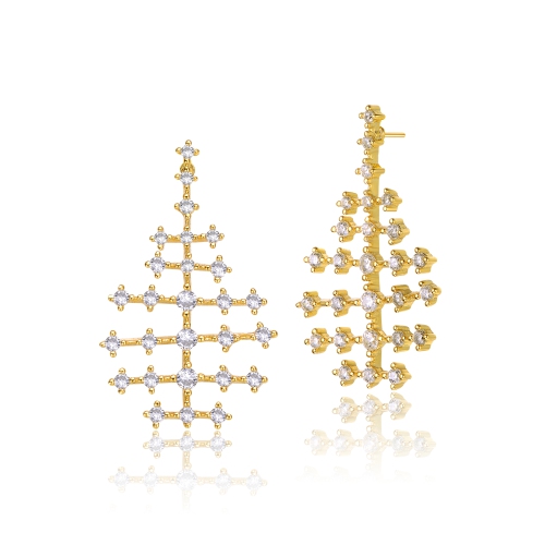 ROZZATO  14K Plated Cubic Zirconia Drop Earrings In Gold