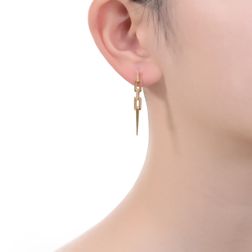 Rozzato 14k Gold Plated Cubic Zirconia Drop Earrings