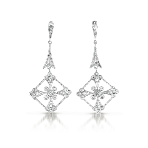 ROZZATO  Sterling Cubic Zirconia Bezel Dangling Earrings In Silver