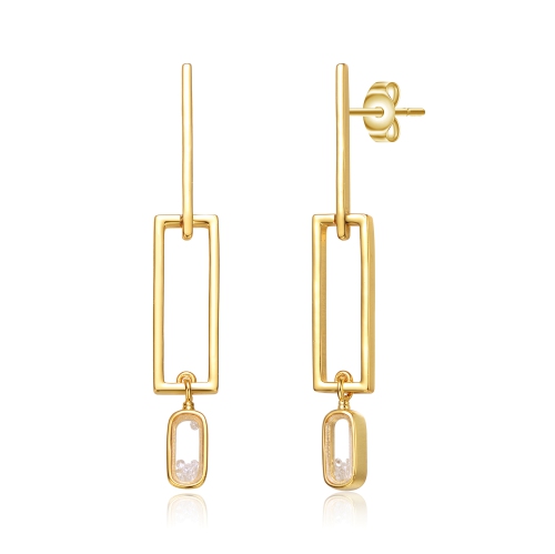 Rozzato 14k Gold Plated Cubic Zirconia Drop Earrings