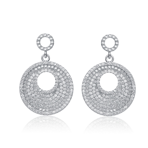Rozzato Sterling Silver Cubic Zirconia Circle Drop Earrings