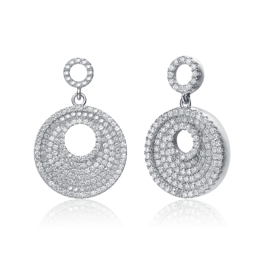 Rozzato Sterling Silver Cubic Zirconia Circle Drop Earrings