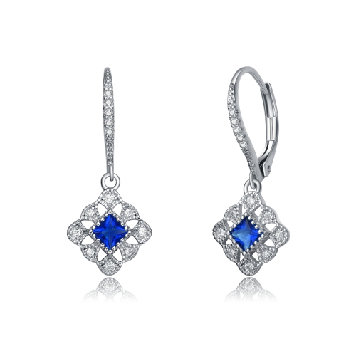 ROZZATO  Sterling Sapphire Cubic Zirconia Filigree Drop Earrings In Silver