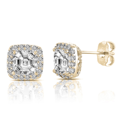 Rozzato Sterling Silver Gold Plated Square Stud Earrings