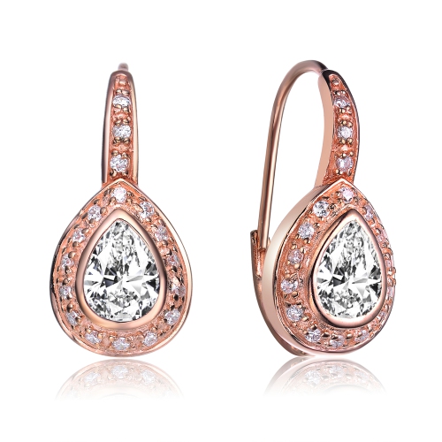 ROZZATO  Sterling Silver Rose Plated Cubic Zirconia Pear Drop Earrings In Gold