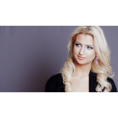 Rozzato Sterling Silver Rose Gold Plated Multi Colored Cubic Zirconia Drop Earrings