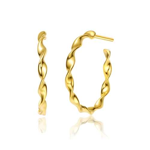 Rozzato 14k Gold Plated Open Hoop Earrings