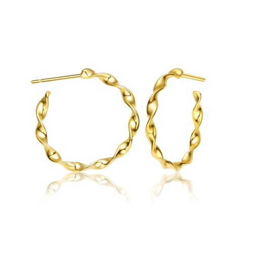 Rozzato 14k Gold Plated Open Hoop Earrings