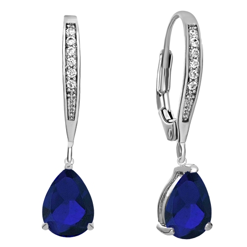 Rozzato Sterling Silver Sapphire Cubic Zirconia Dangling Earrings