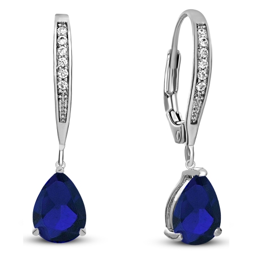 Rozzato Sterling Silver Sapphire Cubic Zirconia Dangling Earrings