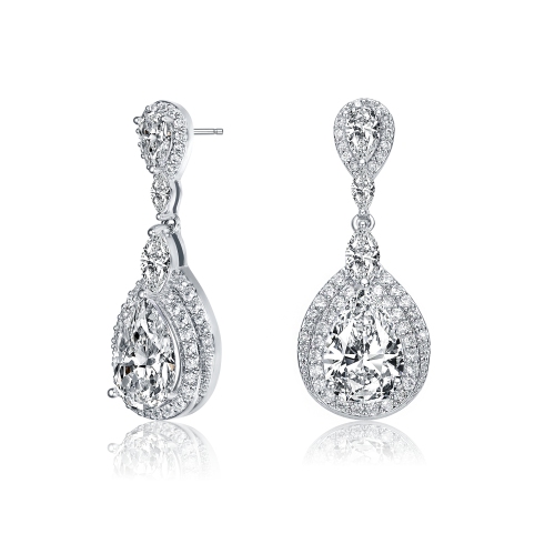 Rozzato Sterling Silver Multi Shaped Cubic Zirconia Dangle Earrings