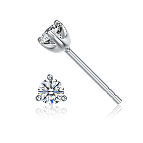 Rozzato Sterling Silver Cubic Zirconia Solitaire Stud Earrings