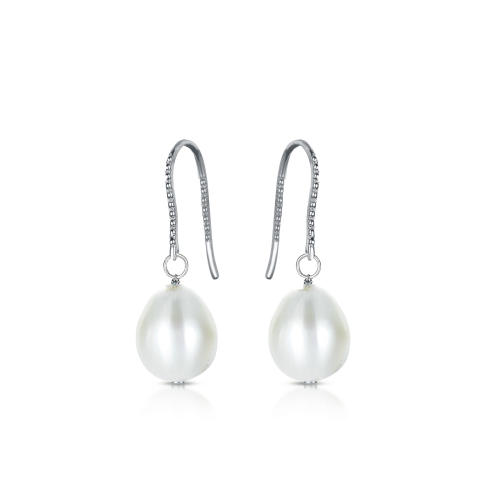 Rozzato Sterling Silver White Pearl Drop Earrings