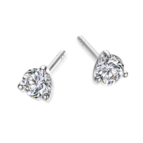 Rozzato Sterling Silver Cubic Zirconia Solitaire Stud Earrings
