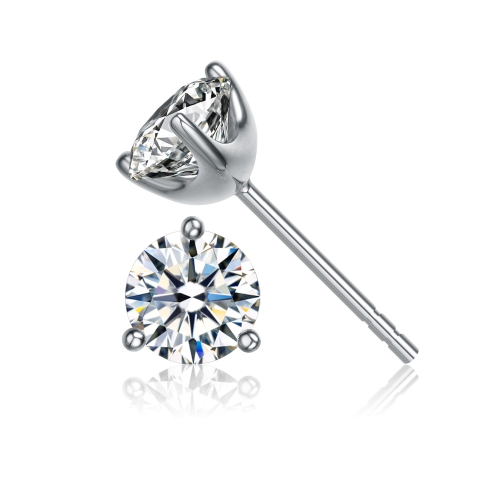 Rozzato Sterling Silver Cubic Zirconia Solitaire Stud Earrings