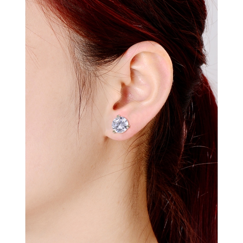 Rozzato Sterling Silver Cubic Zirconia Solitaire Stud Earrings