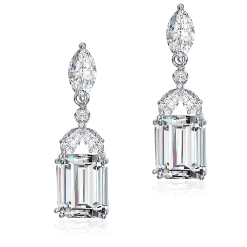 Rozzato Sterling Silver Cubic Zirconia Drop Earrings