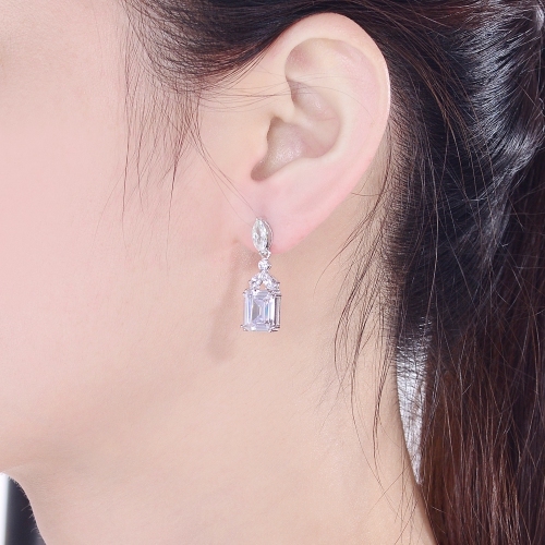 Rozzato Sterling Silver Cubic Zirconia Drop Earrings