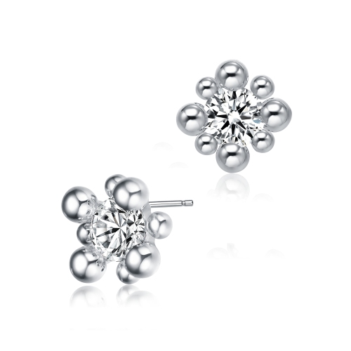 Rozzato Sterling Silver Balls With Cubic Zirconia Stud Earrings