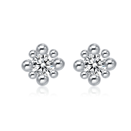Rozzato Sterling Silver Balls With Cubic Zirconia Stud Earrings