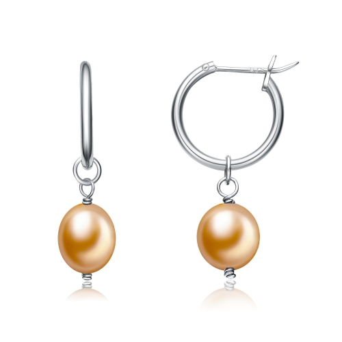 Rozzato Sterling Silver Yellow Pearl Drop Earrings