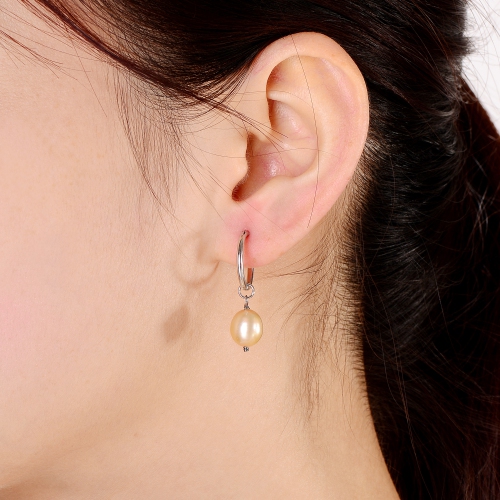 Rozzato Sterling Silver Yellow Pearl Drop Earrings