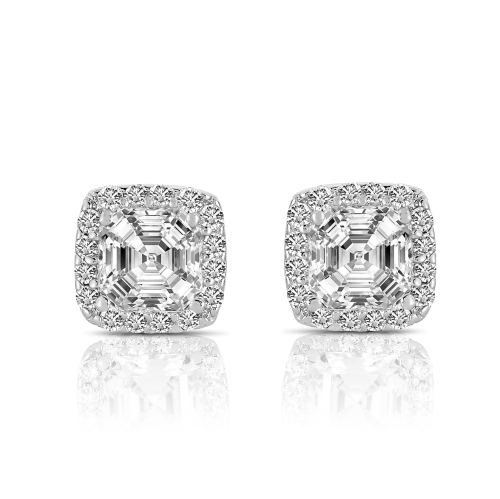 Rozzato Sterling Silver Rhodium Plated Square Stud Earrings