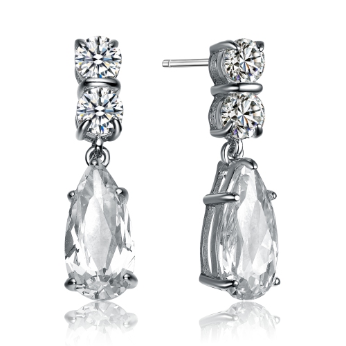Rozzato Sterling Silver Cubic Zirconia Teardrop Earrings