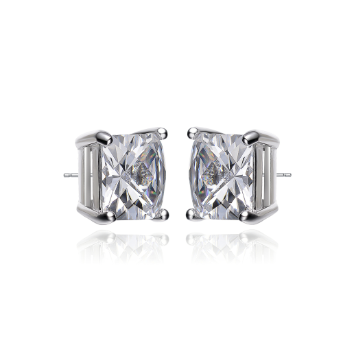 Rozzato Sterling Silver Cubic Zirconia Square Stud Earrings