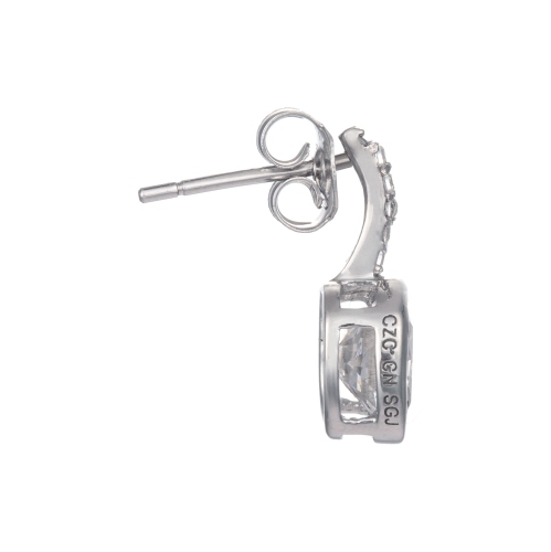 Rozzato Sterling Silver Cubic Zirconia Square Drop Pendant