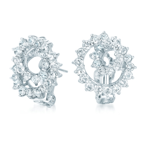 Rozzato Sterling Silver Cubic Zirconia Flower Stud Earrings