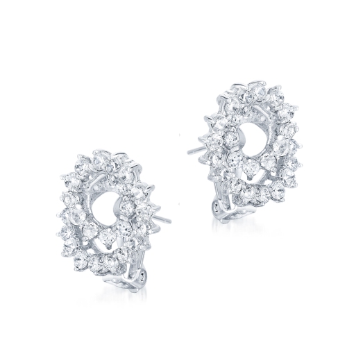 Rozzato Sterling Silver Cubic Zirconia Flower Stud Earrings