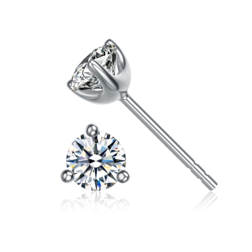 Rozzato Sterling Silver Cubic Zirconia Solitaire Stud Earrings