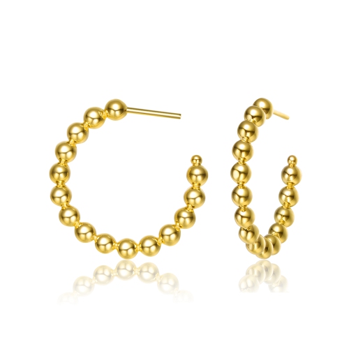 Boucles d'oreilles créoles ouvertes perles plaquées or 14k