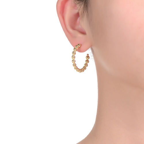 Boucles d'oreilles créoles ouvertes perles plaquées or 14k