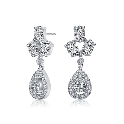 Rozzato Sterling Silver Multi Shaped Cubic Zirconia Accent Drop Earrings