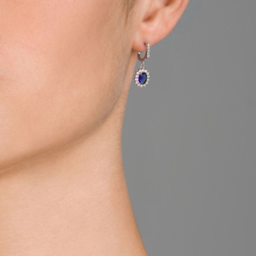 Rozzato Sterling Silver Sapphire Dangling Earrings