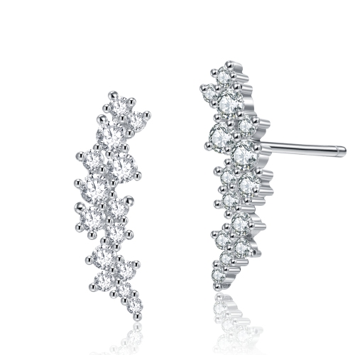 Rozzato Sterling Silver Clear Cubic Zirconia Cluster Stud Earrings