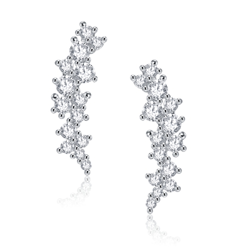 Rozzato Sterling Silver Clear Cubic Zirconia Cluster Stud Earrings