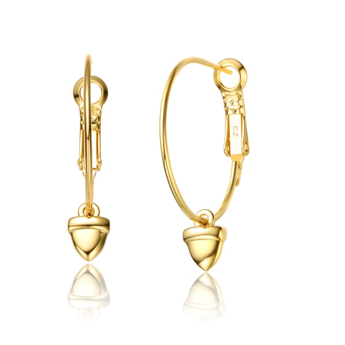 Rozzato 14k Gold Plated Cubic Zirconia Heart Hoop Earrings