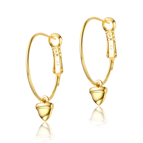 Rozzato 14k Gold Plated Cubic Zirconia Heart Hoop Earrings