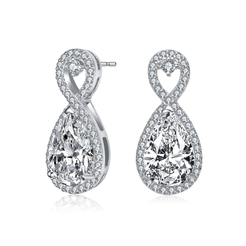Rozzato Sterling Silver Cubic Zirconia Infinity Drop Earrings