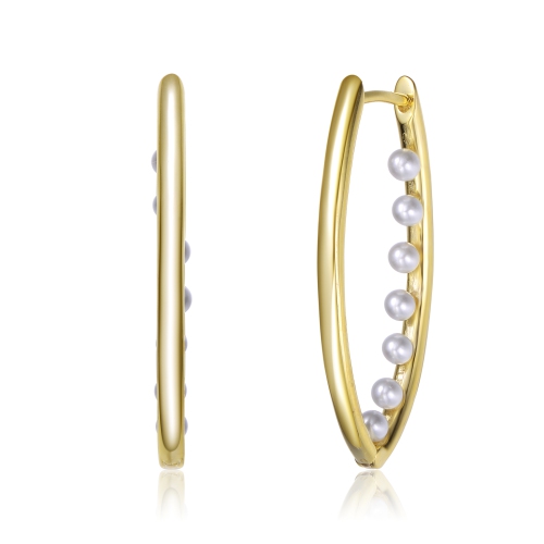 Rozzato 14k Gold Plated Pearl Hoop Earrings