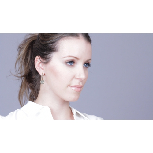 Rozzato Sterling Silver Rose Gold Plated Cubic Zirconia Round Euro Drop Earrings