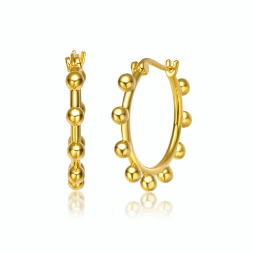 ROZZATO  14K Plated Cubic Zirconia Hoop Earrings In Gold