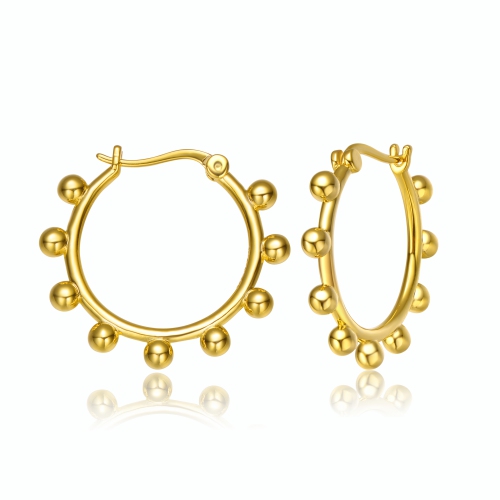 Rozzato 14k Gold Plated Cubic Zirconia Hoop Earrings