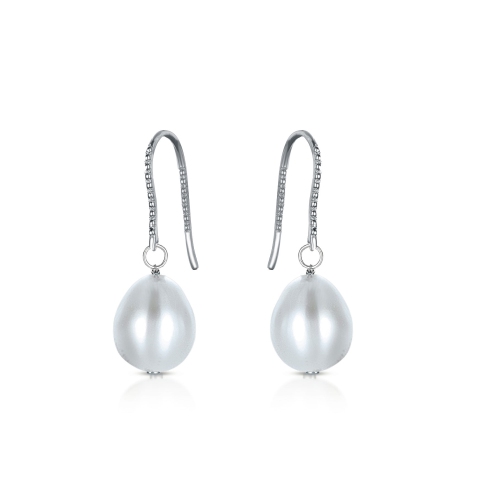 Rozzato Sterling Silver Grey Pearl Drop Earrings