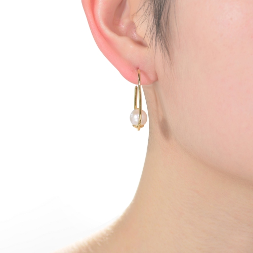 Rozzato Sterling Silver Gold Plating Freshwater Pearl Hoop Earrings