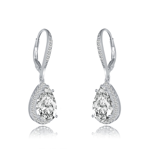 Rozzato Sterling Silver Cubic Zirconia Pear Drop Earrings